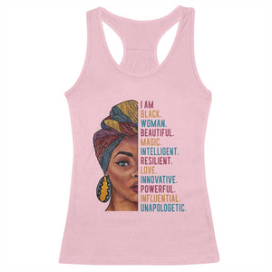 Black Woman Racerback Tank Top Beautiful Magic Intelligent Resilient Love African American Pride TS01 Light Pink Print Your Wear