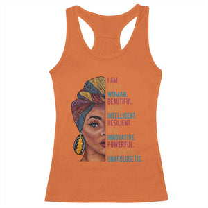 Black Woman Racerback Tank Top Beautiful Magic Intelligent Resilient Love African American Pride TS01 Orange Print Your Wear