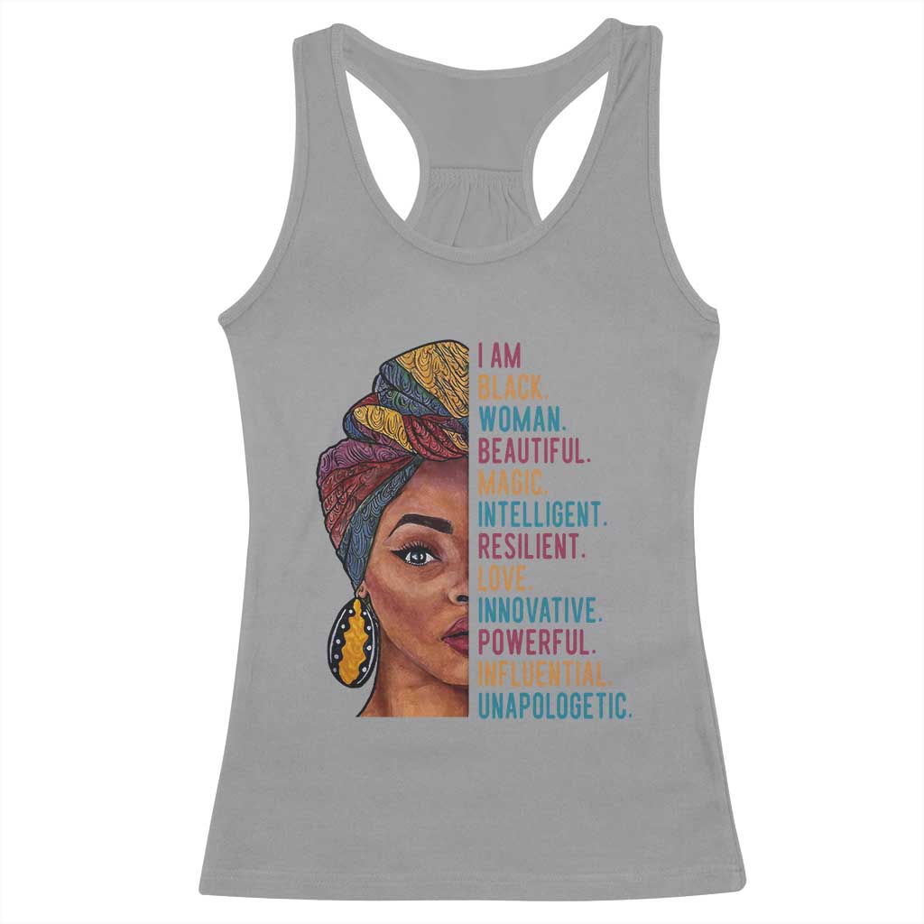 Black Woman Racerback Tank Top Beautiful Magic Intelligent Resilient Love African American Pride TS01 Sport Gray Print Your Wear