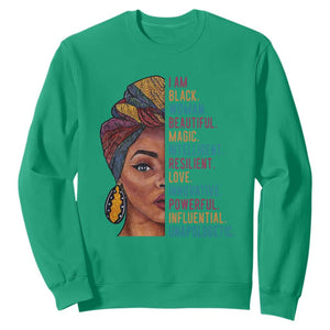 Afro Woman Sweatshirt Beautiful Magic TS01 Irish Green Printyourwear