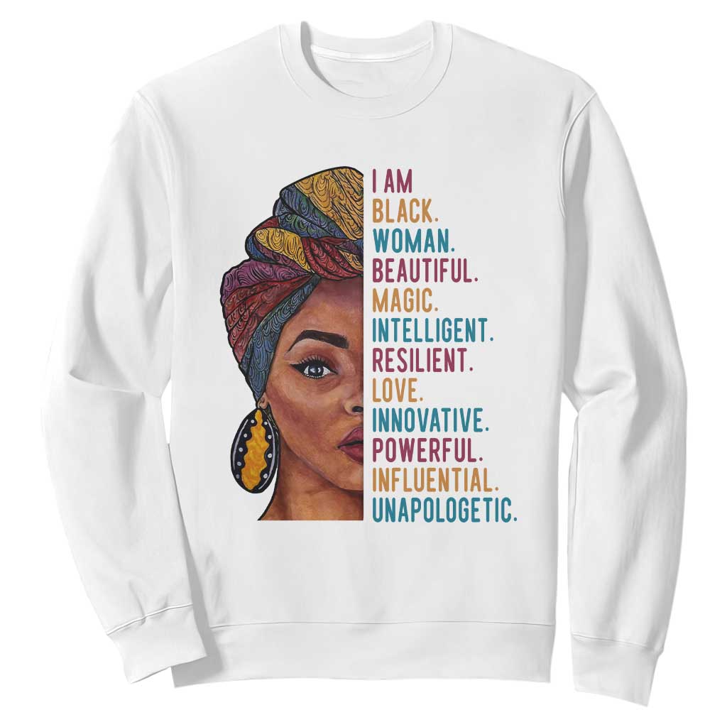 Afro Woman Sweatshirt Beautiful Magic TS01 White Printyourwear