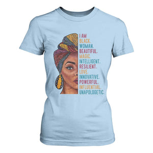 Black Woman T Shirt For Women Beautiful Magic Intelligent Resilient Love African American Pride TS01 Light Blue Print Your Wear