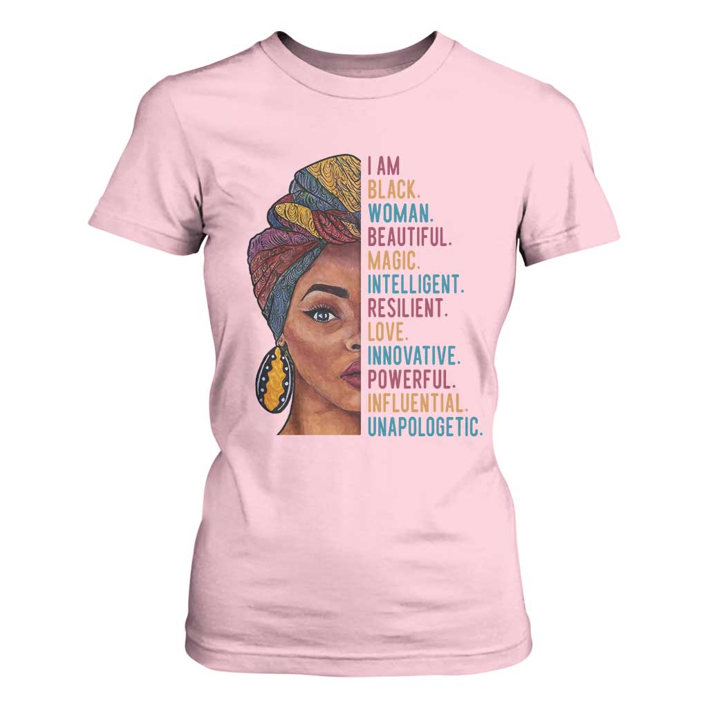 Black Woman T Shirt For Women Beautiful Magic Intelligent Resilient Love African American Pride TS01 Light Pink Print Your Wear