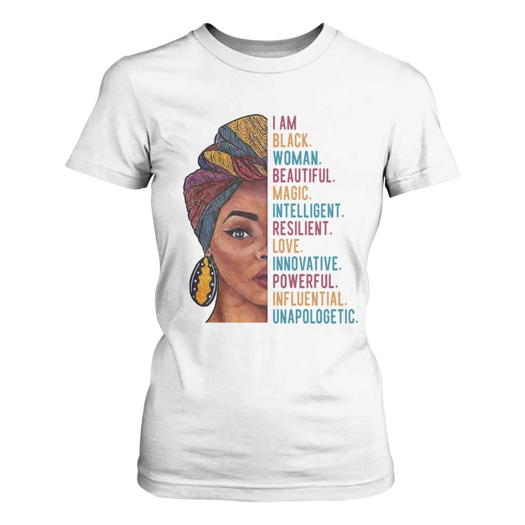 Black Woman T Shirt For Women Beautiful Magic Intelligent Resilient Love African American Pride TS01 White Print Your Wear