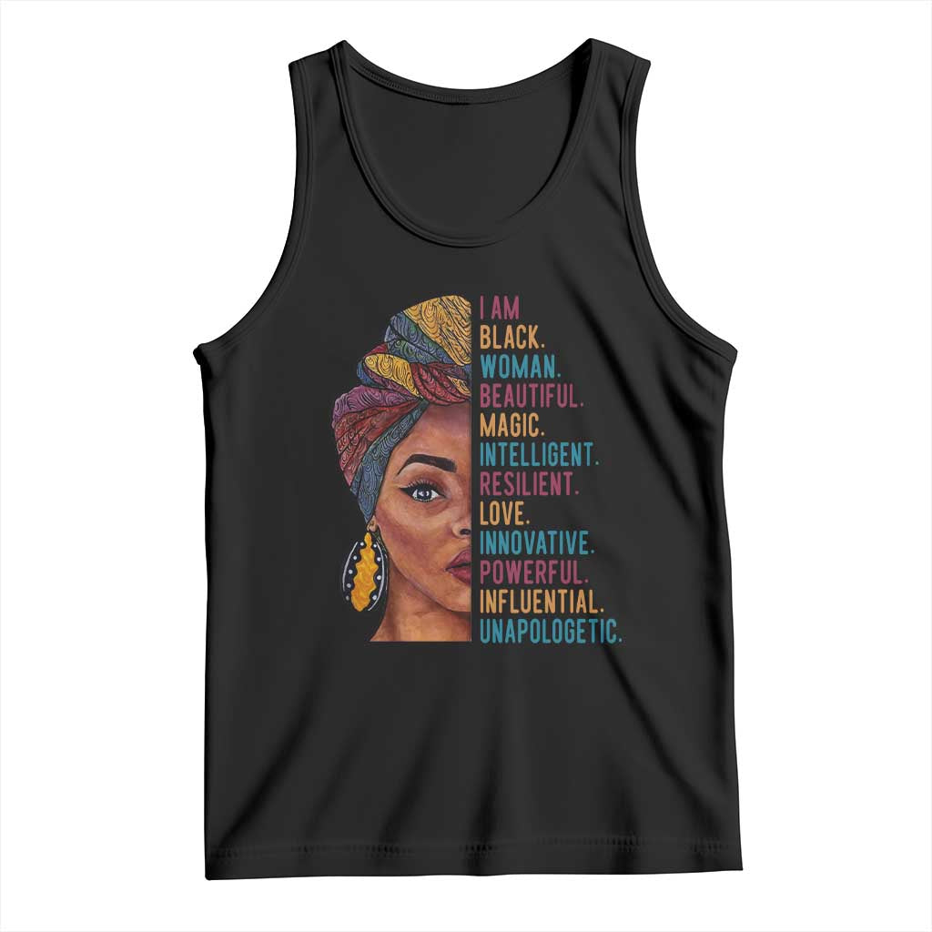 Black Woman Tank Top Beautiful Magic Intelligent Resilient Love African American Pride TS01 Black Print Your Wear
