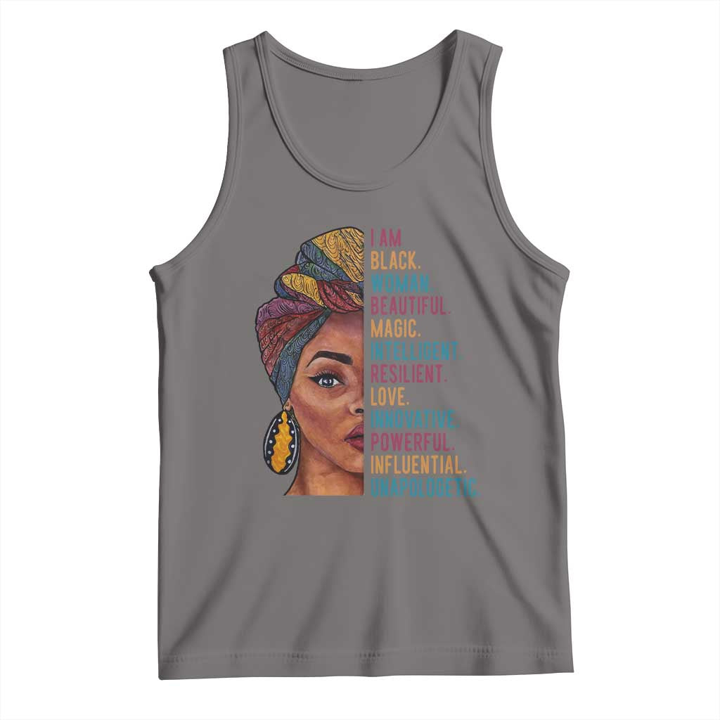Black Woman Tank Top Beautiful Magic Intelligent Resilient Love African American Pride TS01 Deep Heather Print Your Wear