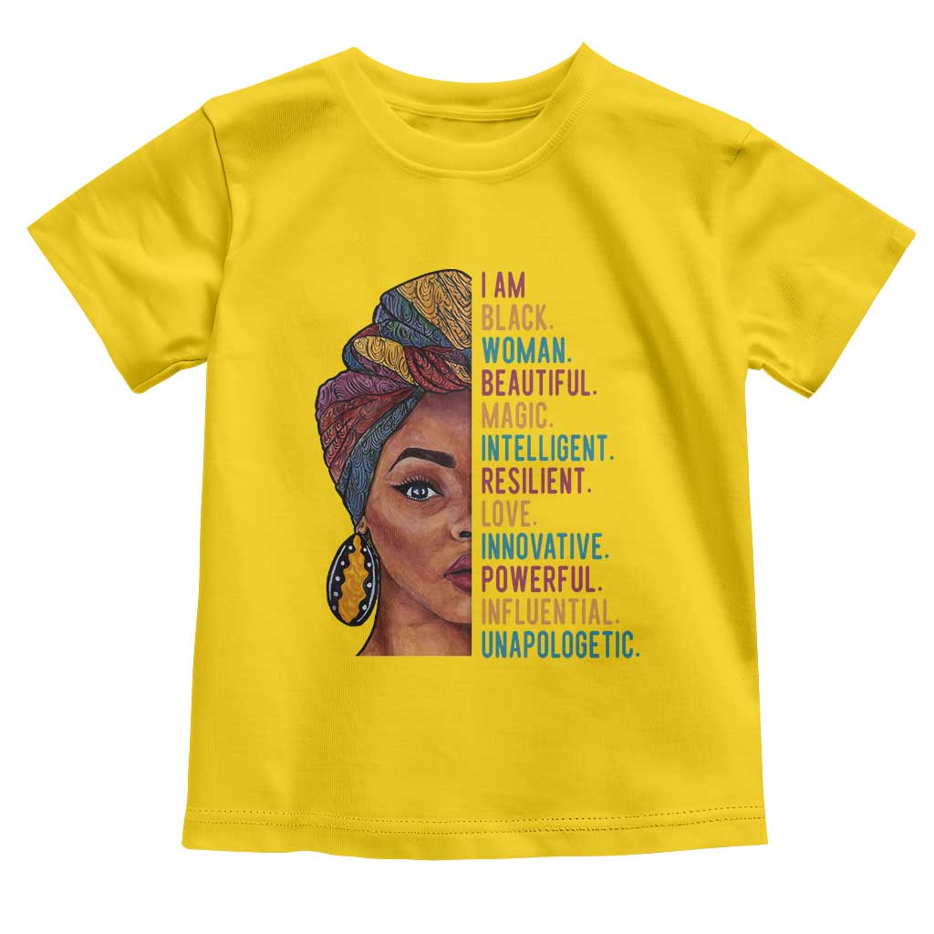 Black Woman Toddler T Shirt Beautiful Magic Intelligent Resilient Love African American Pride TS01 Daisy Print Your Wear