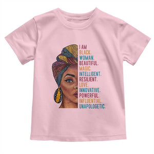 Black Woman Toddler T Shirt Beautiful Magic Intelligent Resilient Love African American Pride TS01 Light Pink Print Your Wear