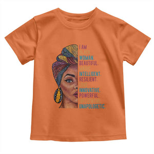 Black Woman Toddler T Shirt Beautiful Magic Intelligent Resilient Love African American Pride TS01 Orange Print Your Wear