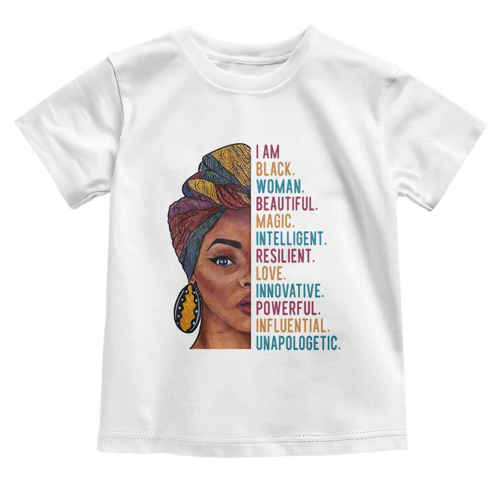 Black Woman Toddler T Shirt Beautiful Magic Intelligent Resilient Love African American Pride TS01 White Print Your Wear