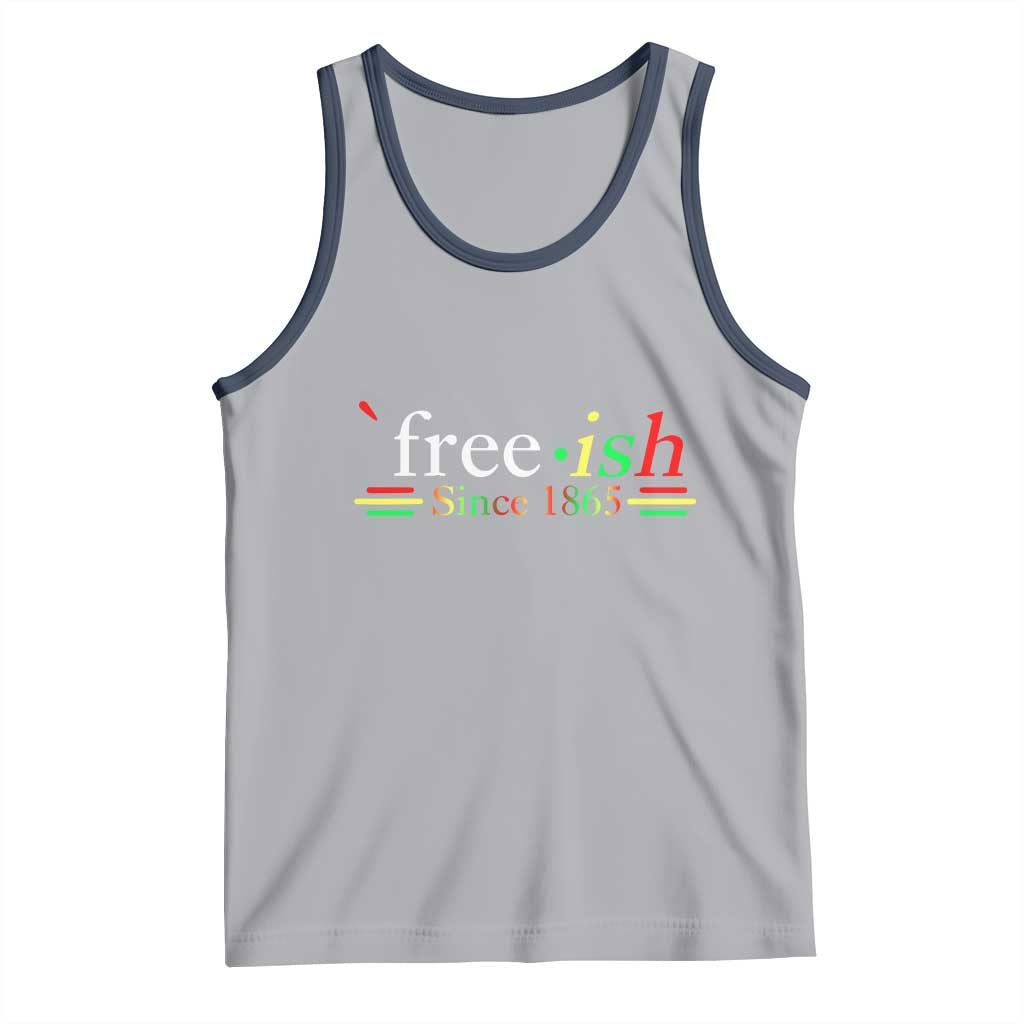 Free-ish Since 1865 Tank Top Juneteenth Freedom Emancipation Black History TS01 Athletic Heather Navy Print Your Wear
