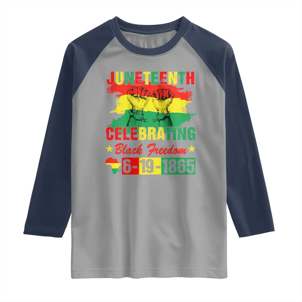 Juneteenth 1865 Raglan Shirt Celebrating Black Freedom June 19th African American TS01 Sport Gray Navy Print Your Wear