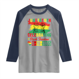 Juneteenth 1865 Raglan Shirt Celebrating Black Freedom June 19th African American TS01 Sport Gray Navy Print Your Wear