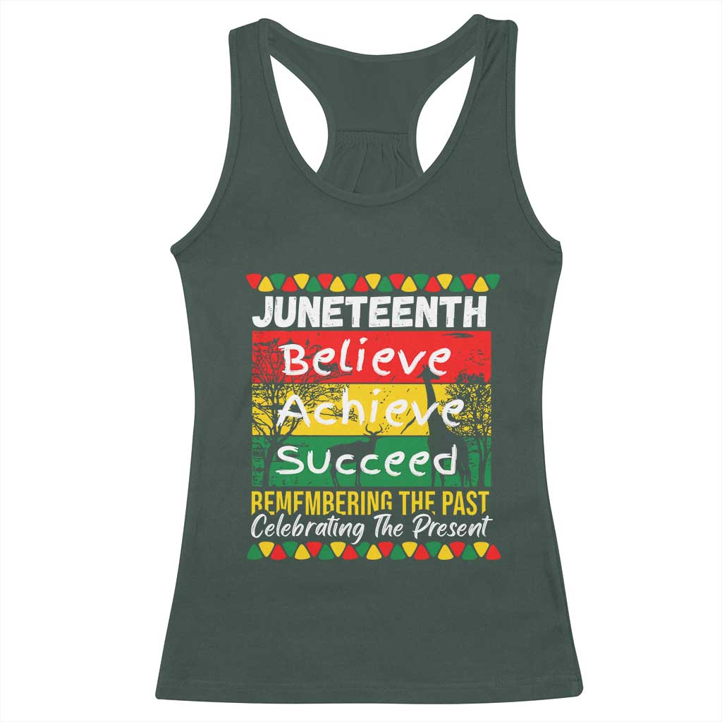 Juneteenth Is My Independence Day Racerback Tank Top Black Pride Melanin TS01 Dark Forest Green Print Your Wear