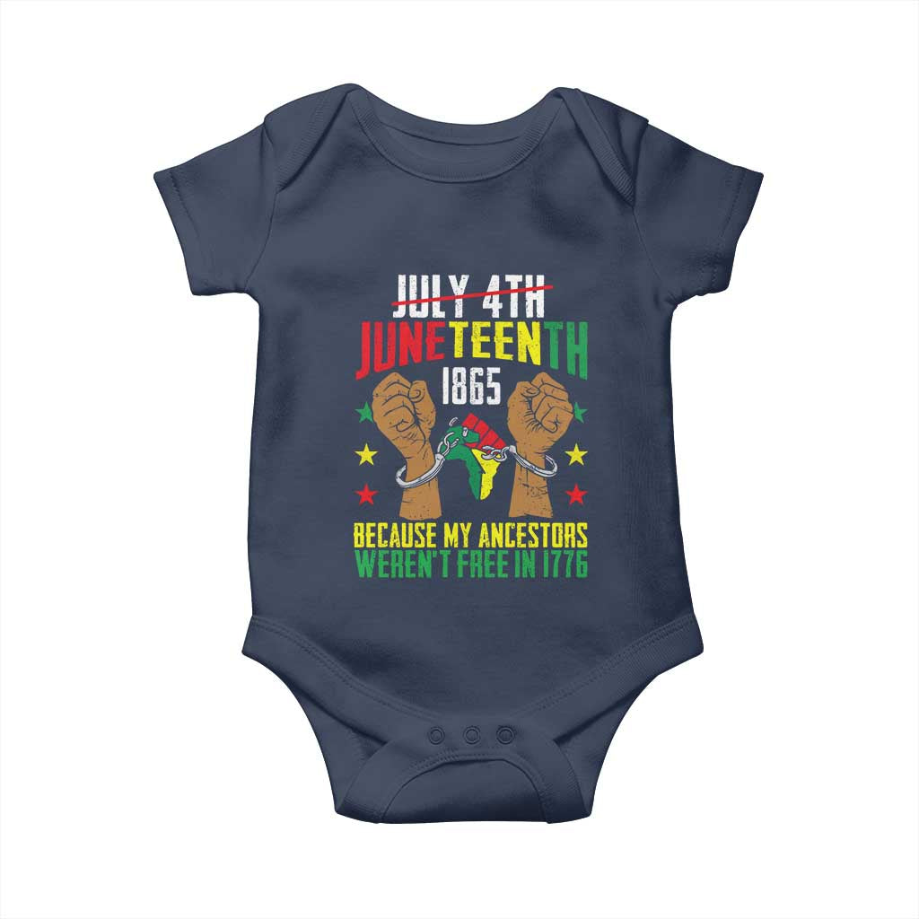 Juneteenth 1865 Baby Onesie My Ancestors Weren't Free In 1776 TS01 Navy Print Your Wear