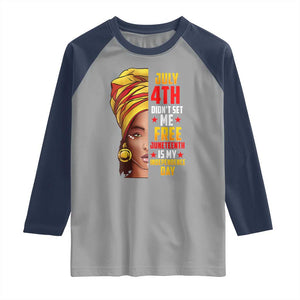 Juneteenth 1866 Raglan Shirt Juneteenth Is My Independence Day for Women TS01 Sport Gray Navy Print Your Wear