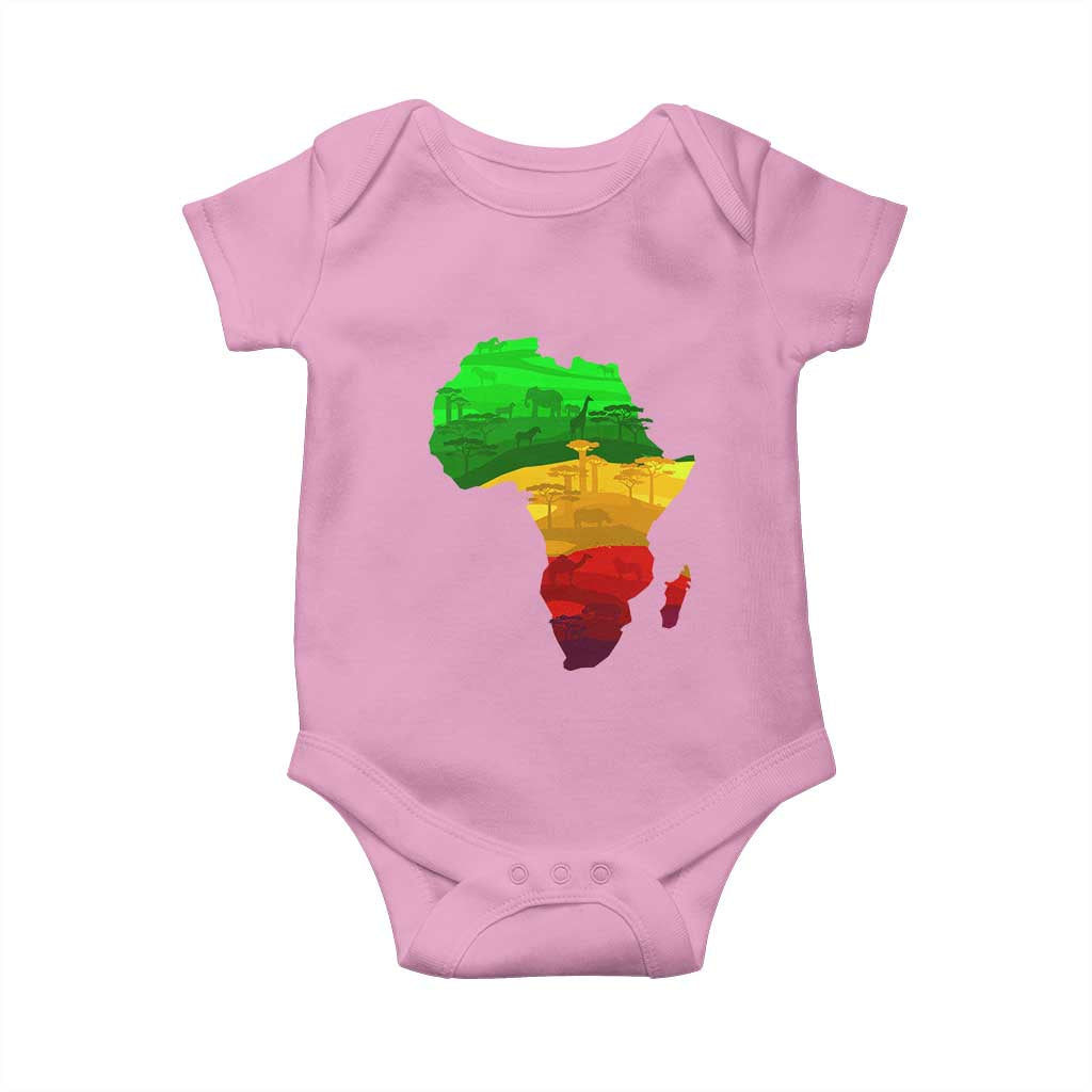 Africa Map Baby Onesie Green Yellow Red African Pride TS01 Light Pink Print Your Wear