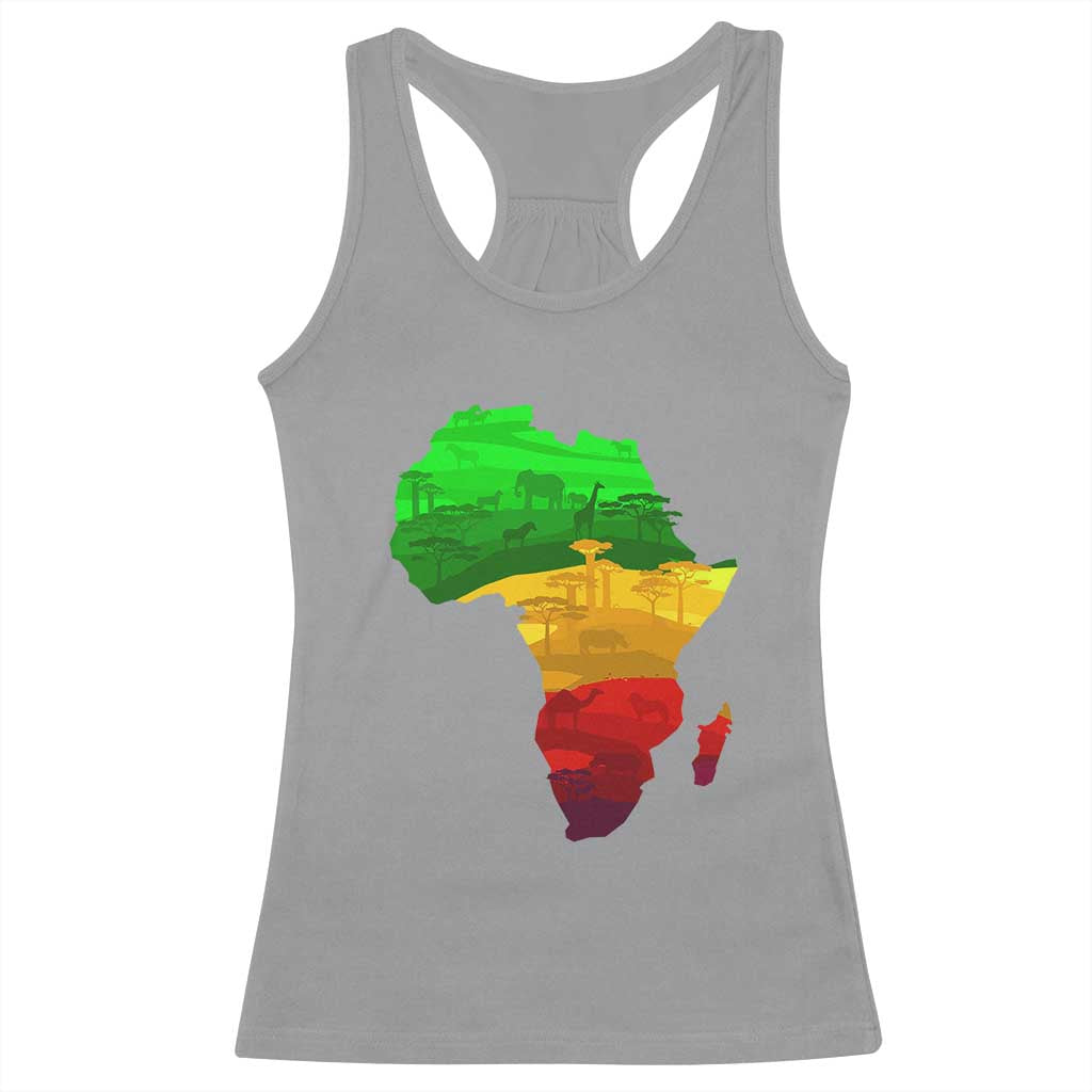 Africa Map Racerback Tank Top Green Yellow Red African Pride TS01 Sport Gray Print Your Wear