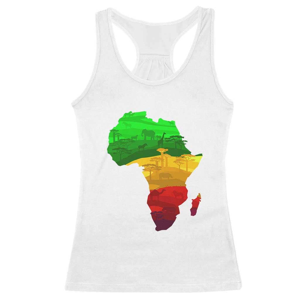 Africa Map Racerback Tank Top Green Yellow Red African Pride TS01 White Print Your Wear