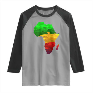 Africa Map Raglan Shirt Green Yellow Red African Pride TS01 Sport Gray Black Print Your Wear