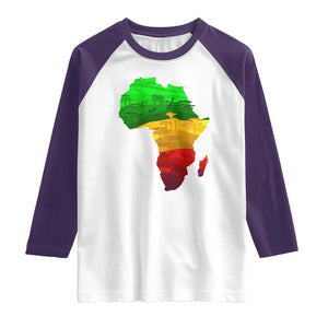 Africa Map Raglan Shirt Green Yellow Red African Pride TS01 White Purple Print Your Wear