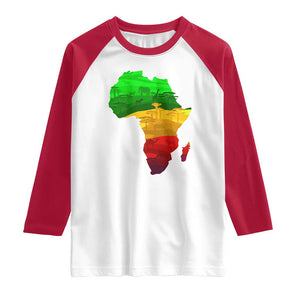 Africa Map Raglan Shirt Green Yellow Red African Pride TS01 White Red Print Your Wear