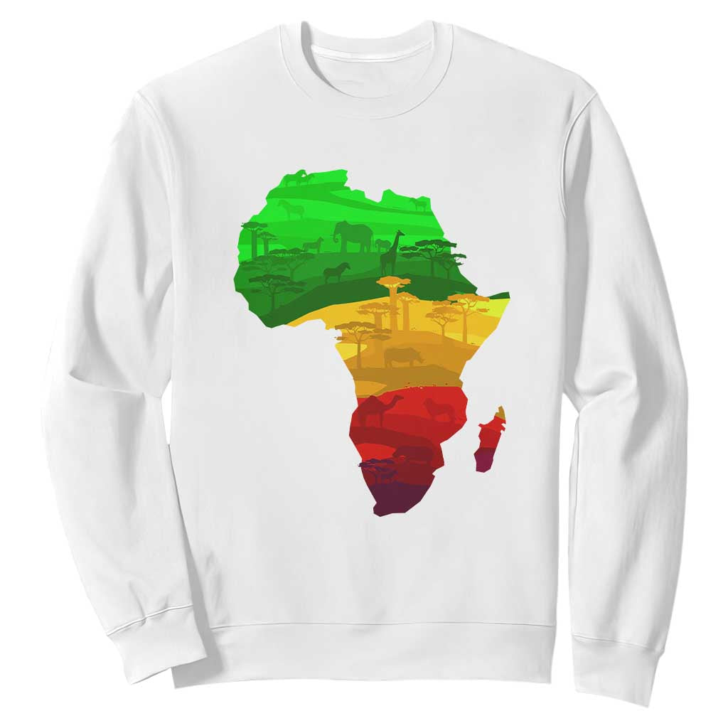 Africa Map Green Yellow Red Proud African Pride Juneteenth Sweatshirt TS01 White Printyourwear
