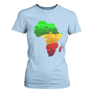 Africa Map T Shirt For Women Green Yellow Red African Pride TS01 Light Blue Print Your Wear