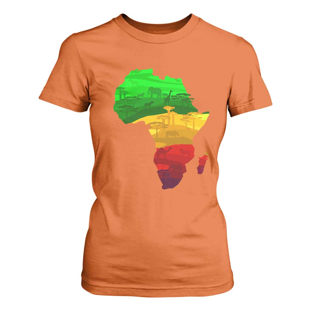 Africa Map T Shirt For Women Green Yellow Red African Pride TS01 Orange Print Your Wear