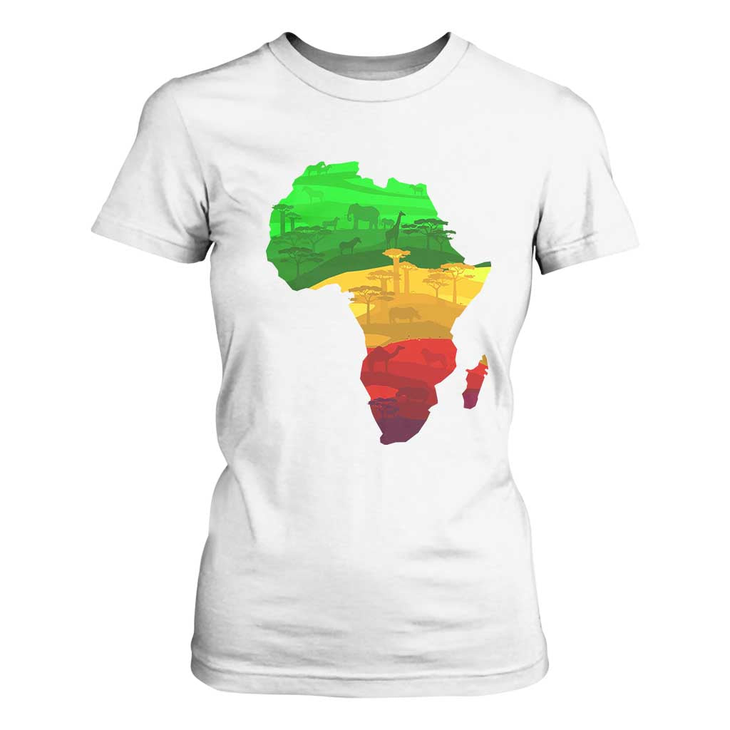 Africa Map T Shirt For Women Green Yellow Red African Pride TS01 White Print Your Wear