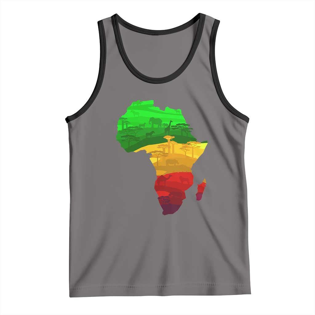 Africa Map Tank Top Green Yellow Red African Pride TS01 Deep Heather Black Print Your Wear