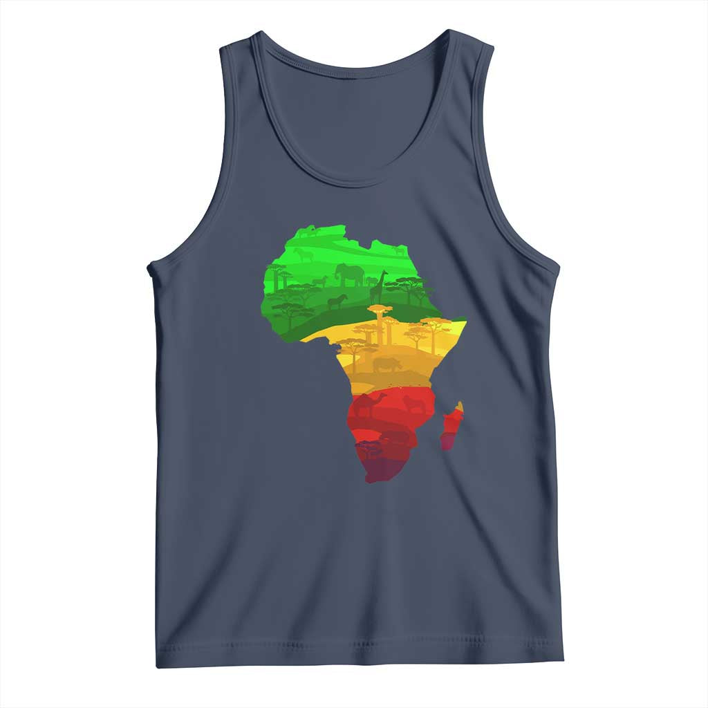 Africa Map Tank Top Green Yellow Red African Pride TS01 Navy Print Your Wear