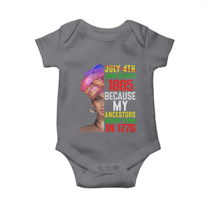 Black Queen Juneteenth 1865 Baby Onesie Because My Ancestors Weren't Free in 1776 TS01 Charcoal Print Your Wear
