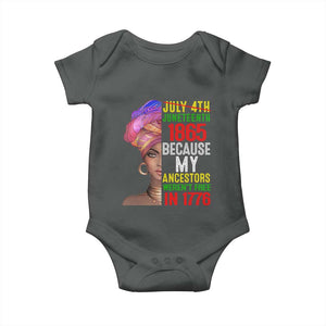 Black Queen Juneteenth 1865 Baby Onesie Because My Ancestors Weren't Free in 1776 TS01 Dark Heather Print Your Wear