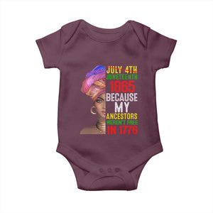 Black Queen Juneteenth 1865 Baby Onesie Because My Ancestors Weren't Free in 1776 TS01 Maroon Print Your Wear