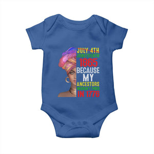 Black Queen Juneteenth 1865 Baby Onesie Because My Ancestors Weren't Free in 1776 TS01 Royal Blue Print Your Wear