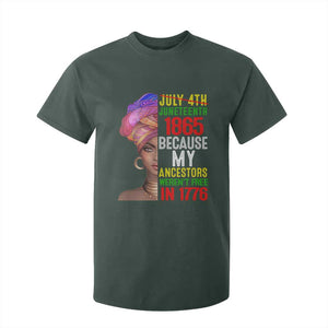 Black Queen Juneteenth 1865 T Shirt For Kid Because My Ancestors Weren't Free in 1776 TS01 Dark Forest Green Print Your Wear