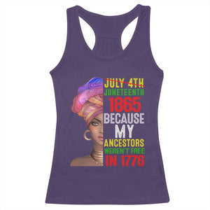 Black Queen Juneteenth 1865 Racerback Tank Top Because My Ancestors Weren't Free in 1776 TS01 Purple Print Your Wear