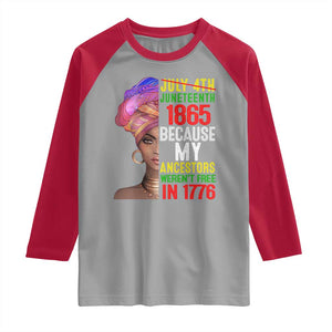 Black Queen Juneteenth 1865 Raglan Shirt Because My Ancestors Weren't Free in 1776 TS01 Sport Gray Red Print Your Wear