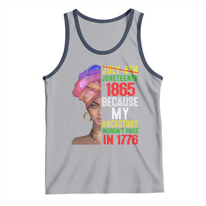 Black Queen Juneteenth 1865 Tank Top Because My Ancestors Weren't Free in 1776 TS01 Athletic Heather Navy Print Your Wear