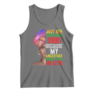 Black Queen Juneteenth 1865 Tank Top Because My Ancestors Weren't Free in 1776 TS01 Black Heather Print Your Wear