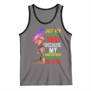 Black Queen Juneteenth 1865 Tank Top Because My Ancestors Weren't Free in 1776 TS01 Deep Heather Black Print Your Wear
