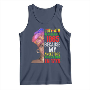 Black Queen Juneteenth 1865 Tank Top Because My Ancestors Weren't Free in 1776 TS01 Navy Print Your Wear