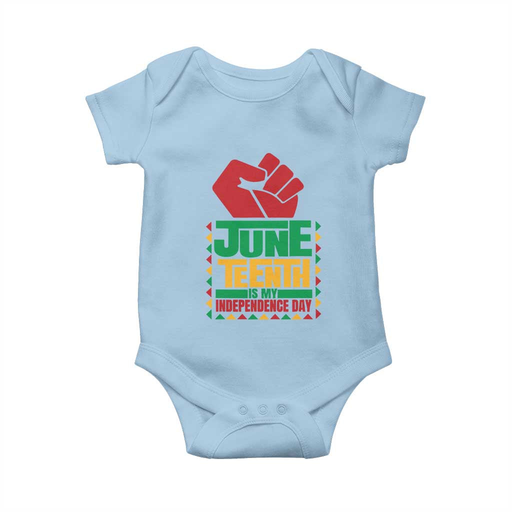 Juneteenth Is My Independence Day Baby Onesie Raised Fist TS01 Light Blue Print Your Wear