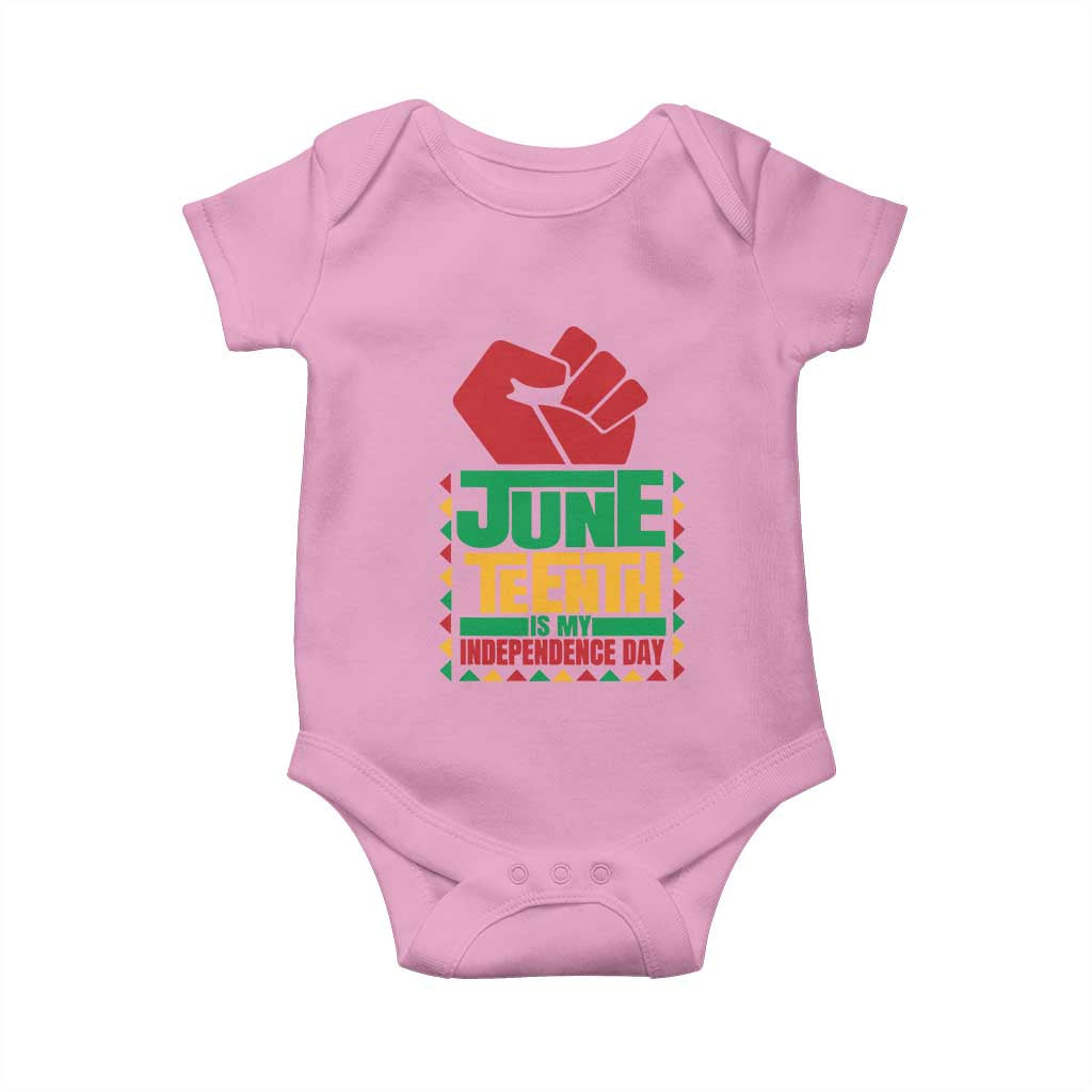 Juneteenth Is My Independence Day Baby Onesie Raised Fist TS01 Light Pink Print Your Wear