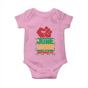 Juneteenth Is My Independence Day Baby Onesie Raised Fist TS01 Light Pink Print Your Wear
