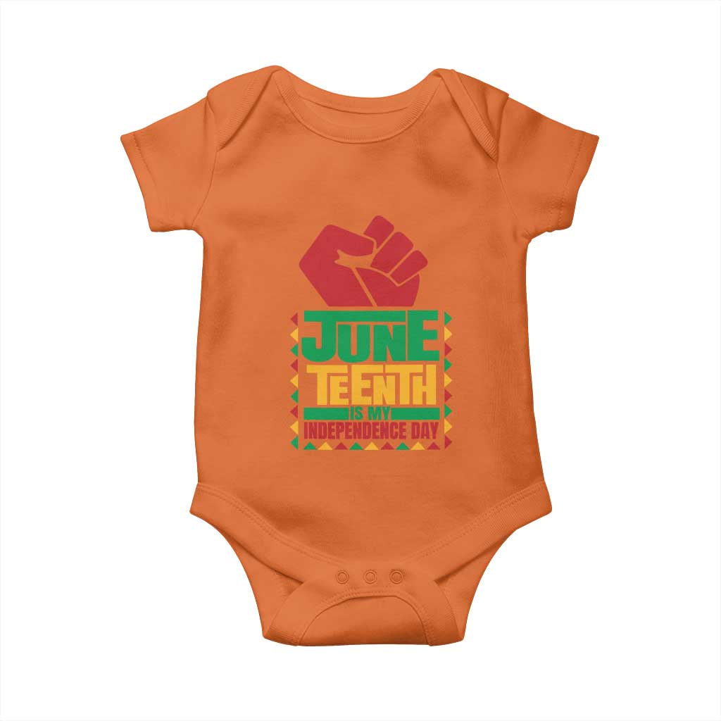 Juneteenth Is My Independence Day Baby Onesie Raised Fist TS01 Orange Print Your Wear