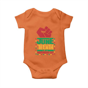 Juneteenth Is My Independence Day Baby Onesie Raised Fist TS01 Orange Print Your Wear