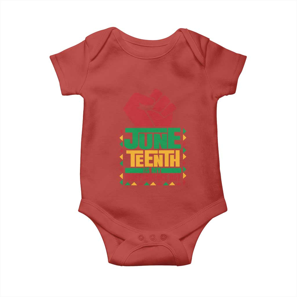 Juneteenth Is My Independence Day Baby Onesie Raised Fist TS01 Red Print Your Wear