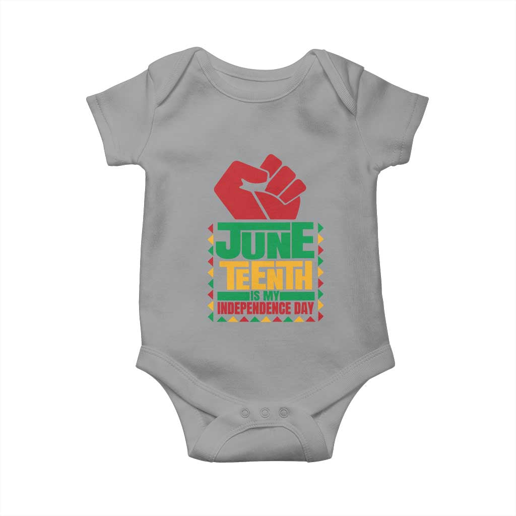 Juneteenth Is My Independence Day Baby Onesie Raised Fist TS01 Sport Gray Print Your Wear